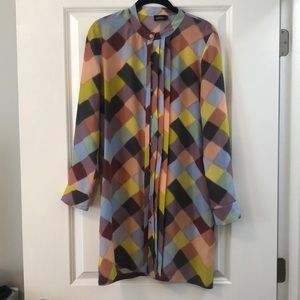 Kate Spade Saturday Multi Color Tunic Dress 100% Silk, XS